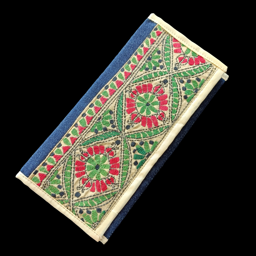 कव्या - Pure Denim Kantha Stitch Wallet