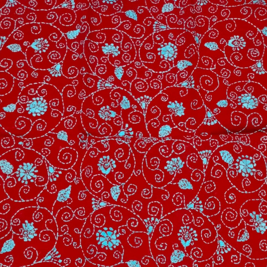 Kantha Stitch Cotton Blouse Fabric