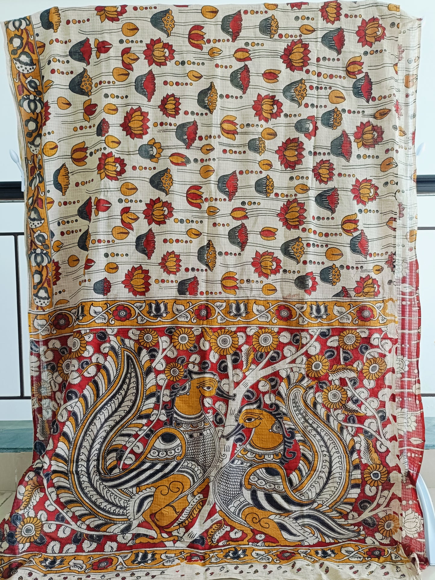 मेनका - Pure Kota Handloom Cotton Handcrafted Kalamkari Saree
