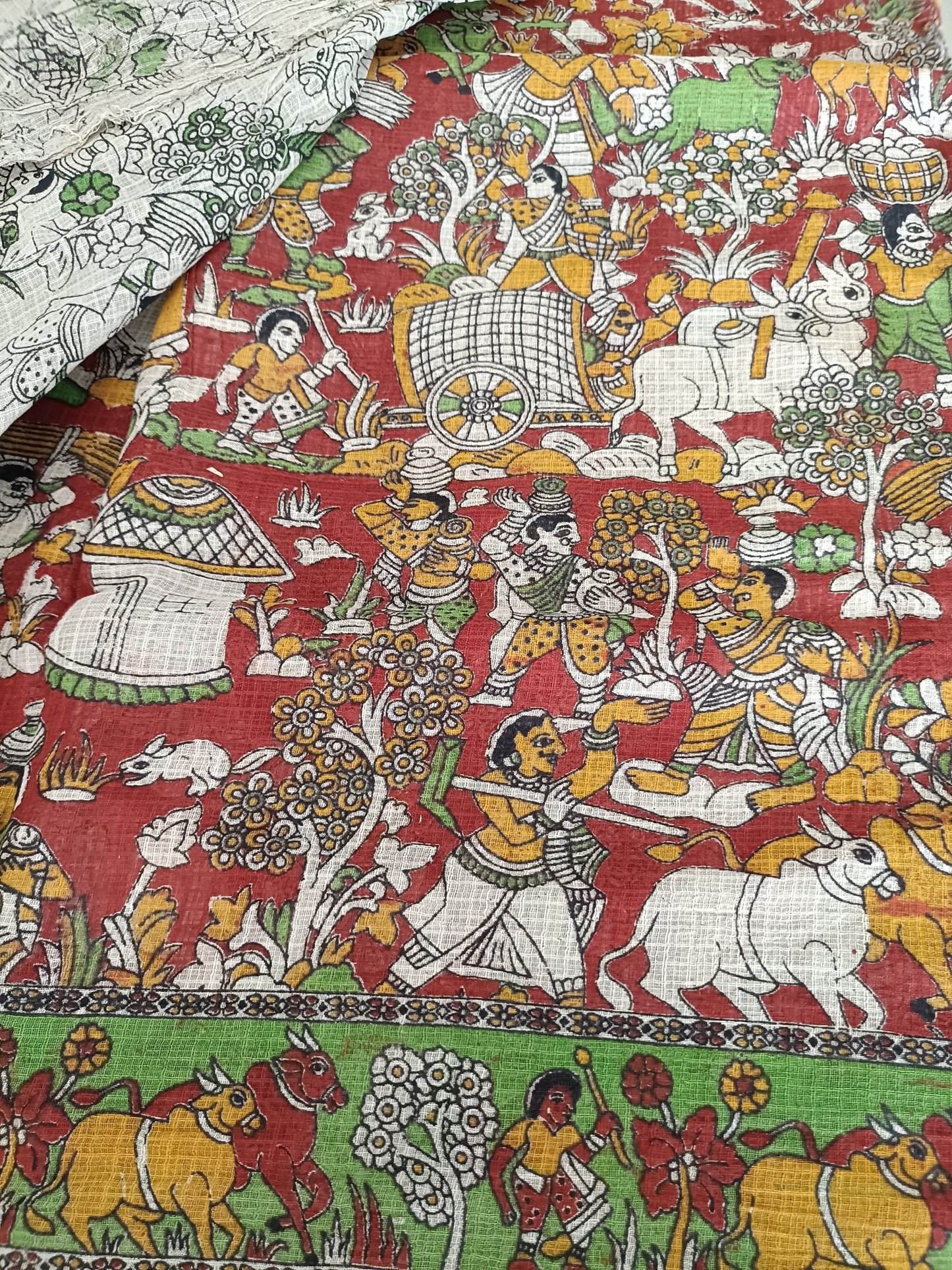 तुलसी - Pure Kota Handloom Cotton Handcrafted Kalamkari Saree