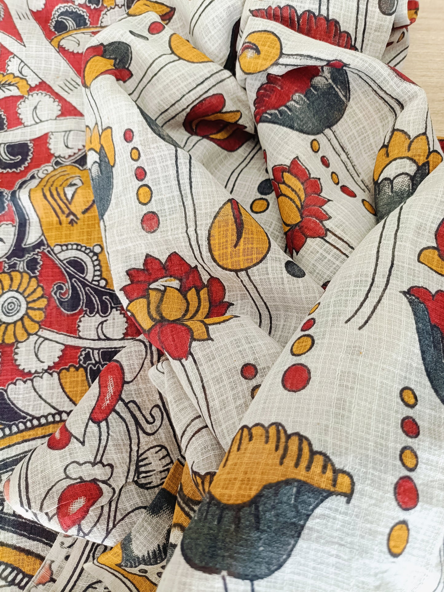 मेनका - Pure Kota Handloom Cotton Handcrafted Kalamkari Saree