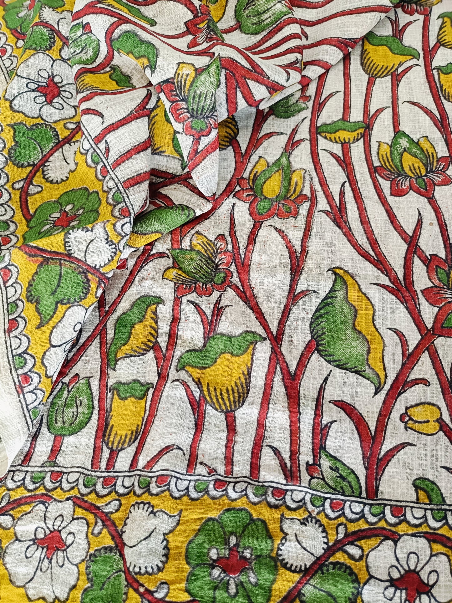 शाची - Pure Kota Handloom Cotton Handcrafted Kalamkari Saree