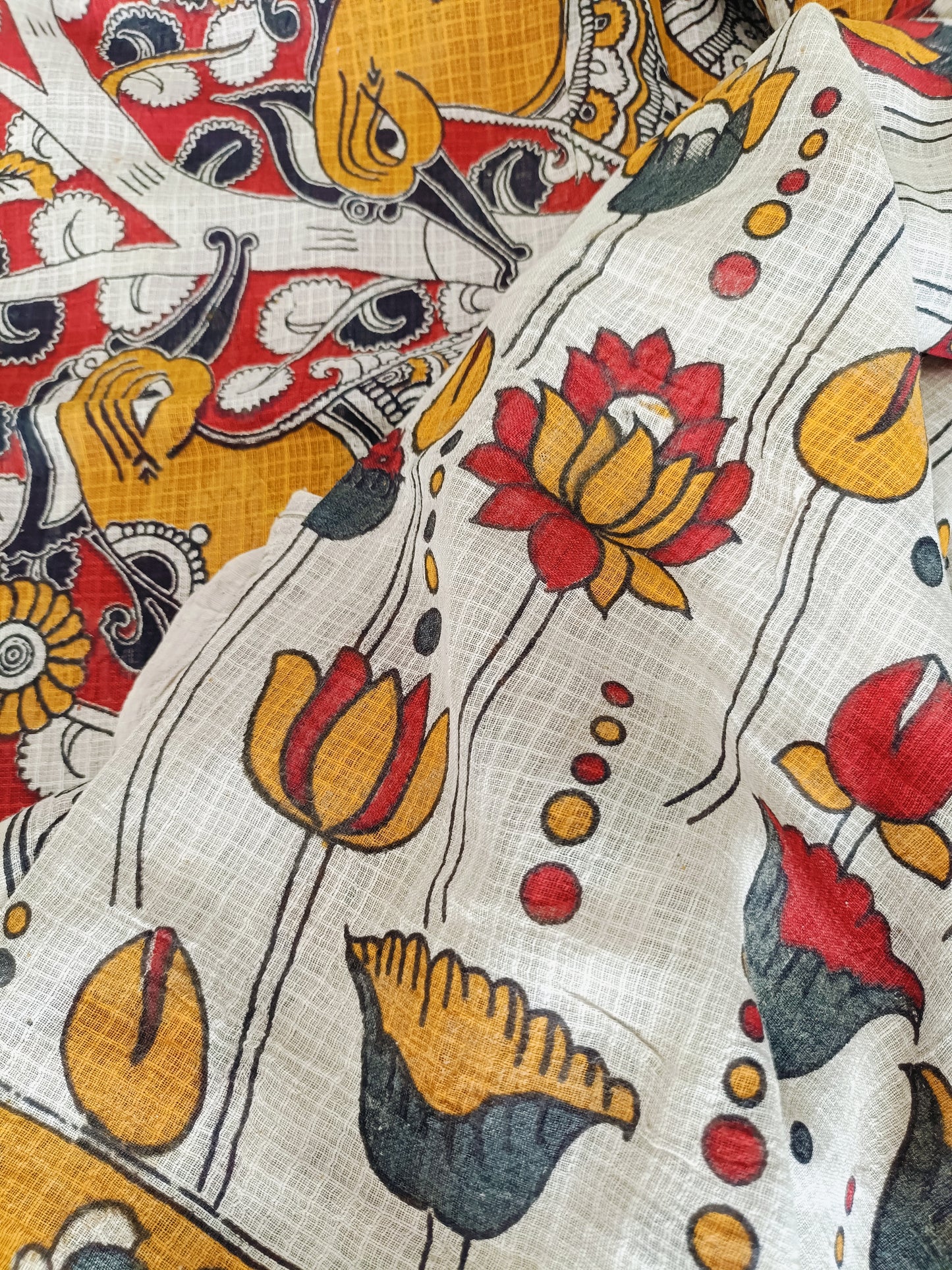 मेनका - Pure Kota Handloom Cotton Handcrafted Kalamkari Saree