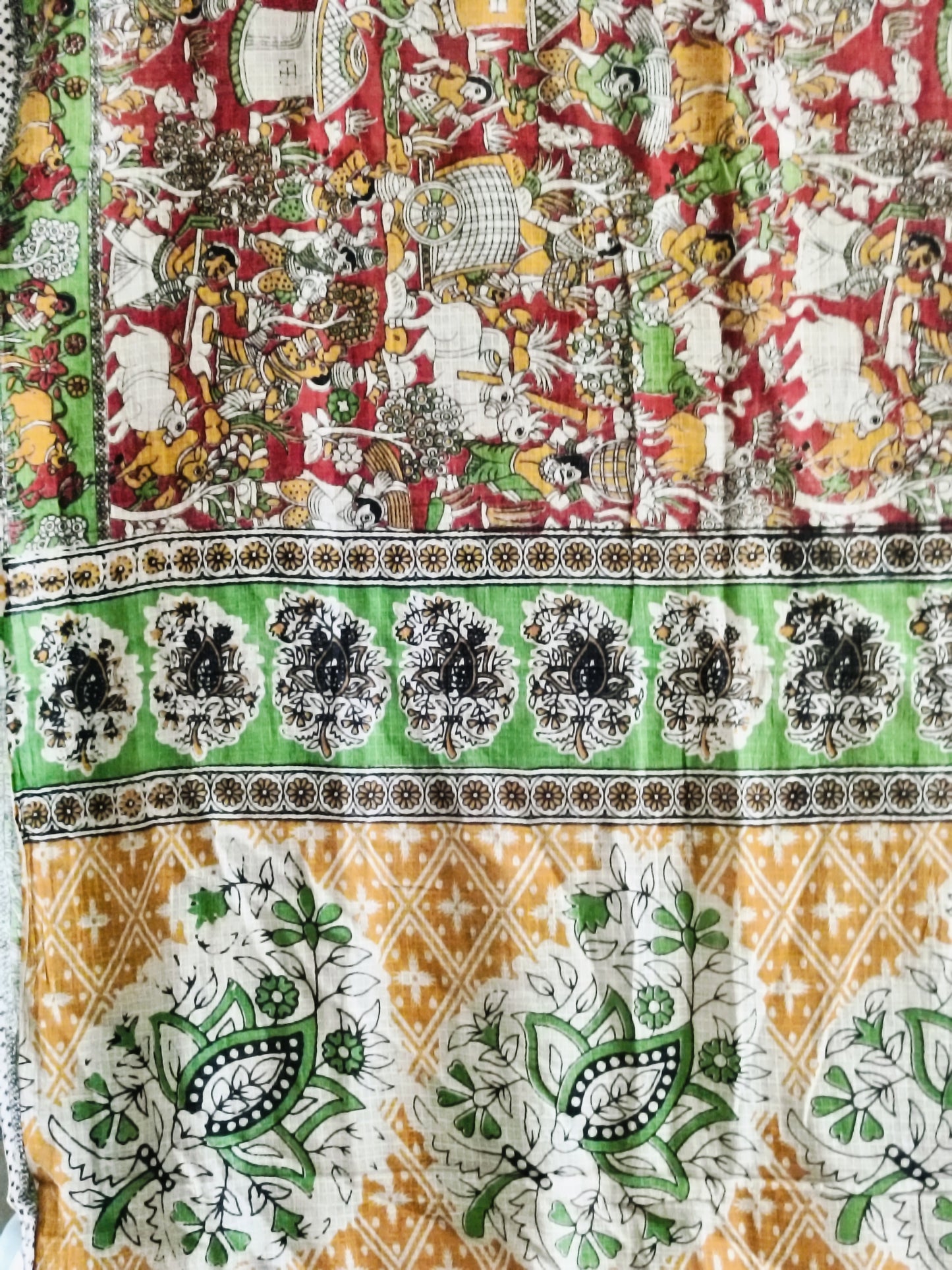 तुलसी - Pure Kota Handloom Cotton Handcrafted Kalamkari Saree