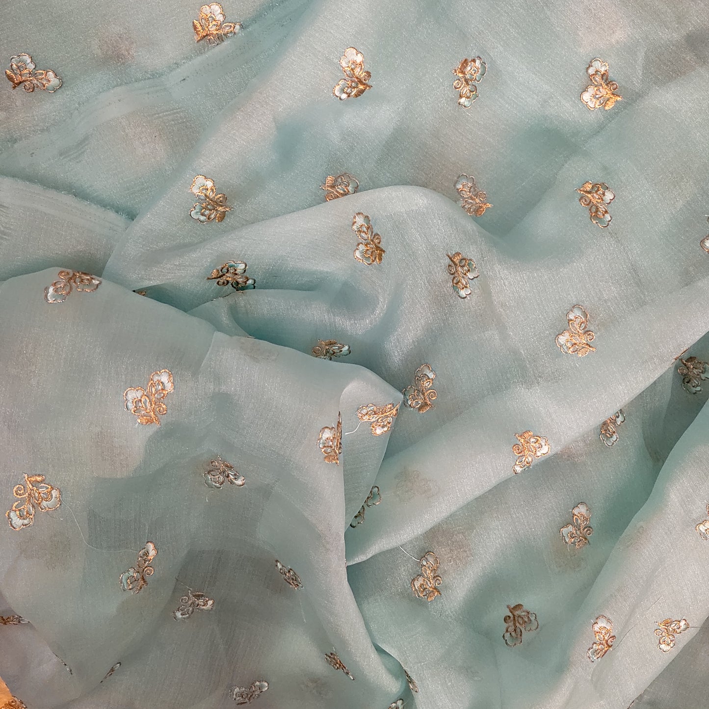 Organza Silk Embroidered Fabric