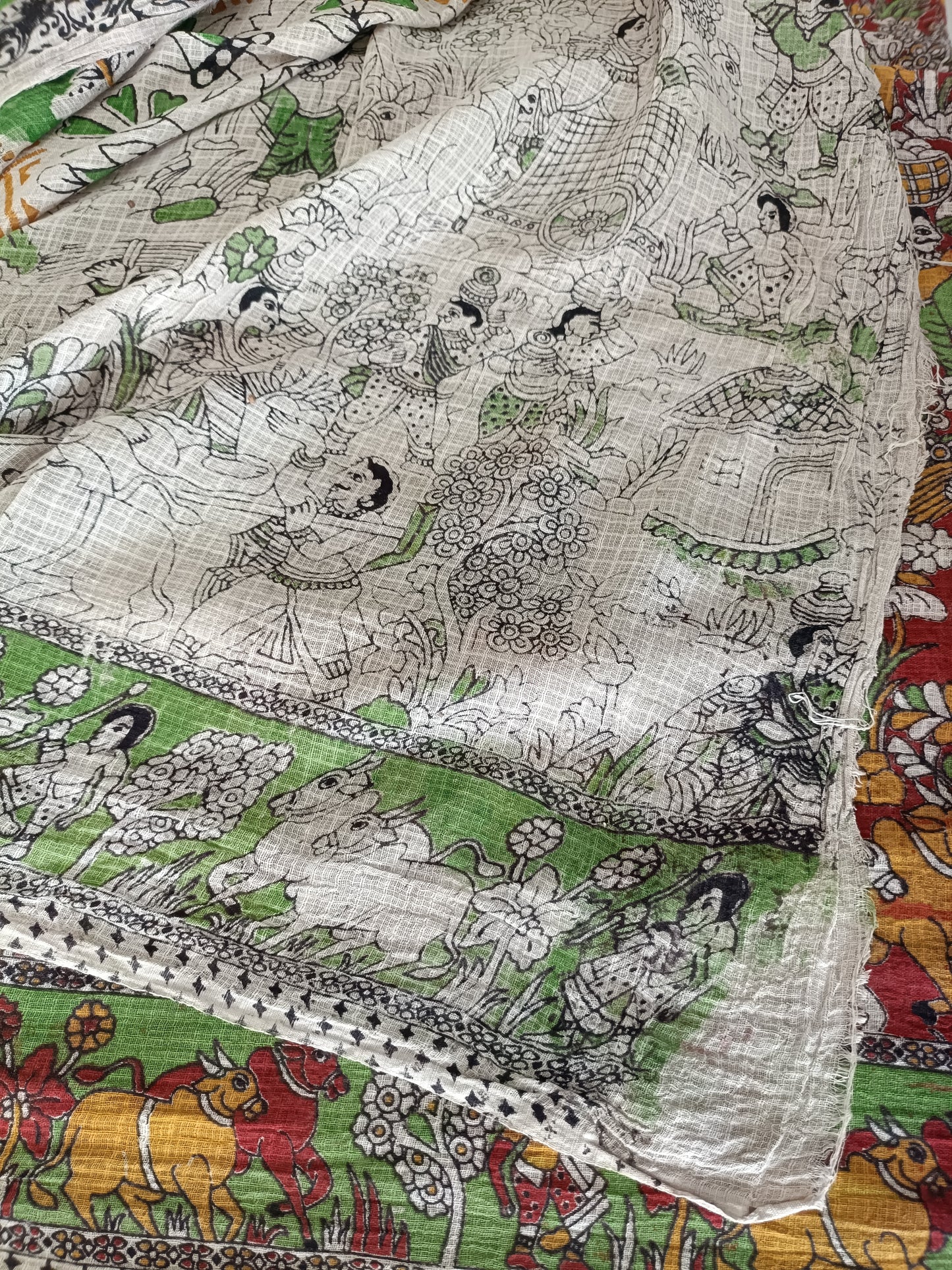 तुलसी - Pure Kota Handloom Cotton Handcrafted Kalamkari Saree