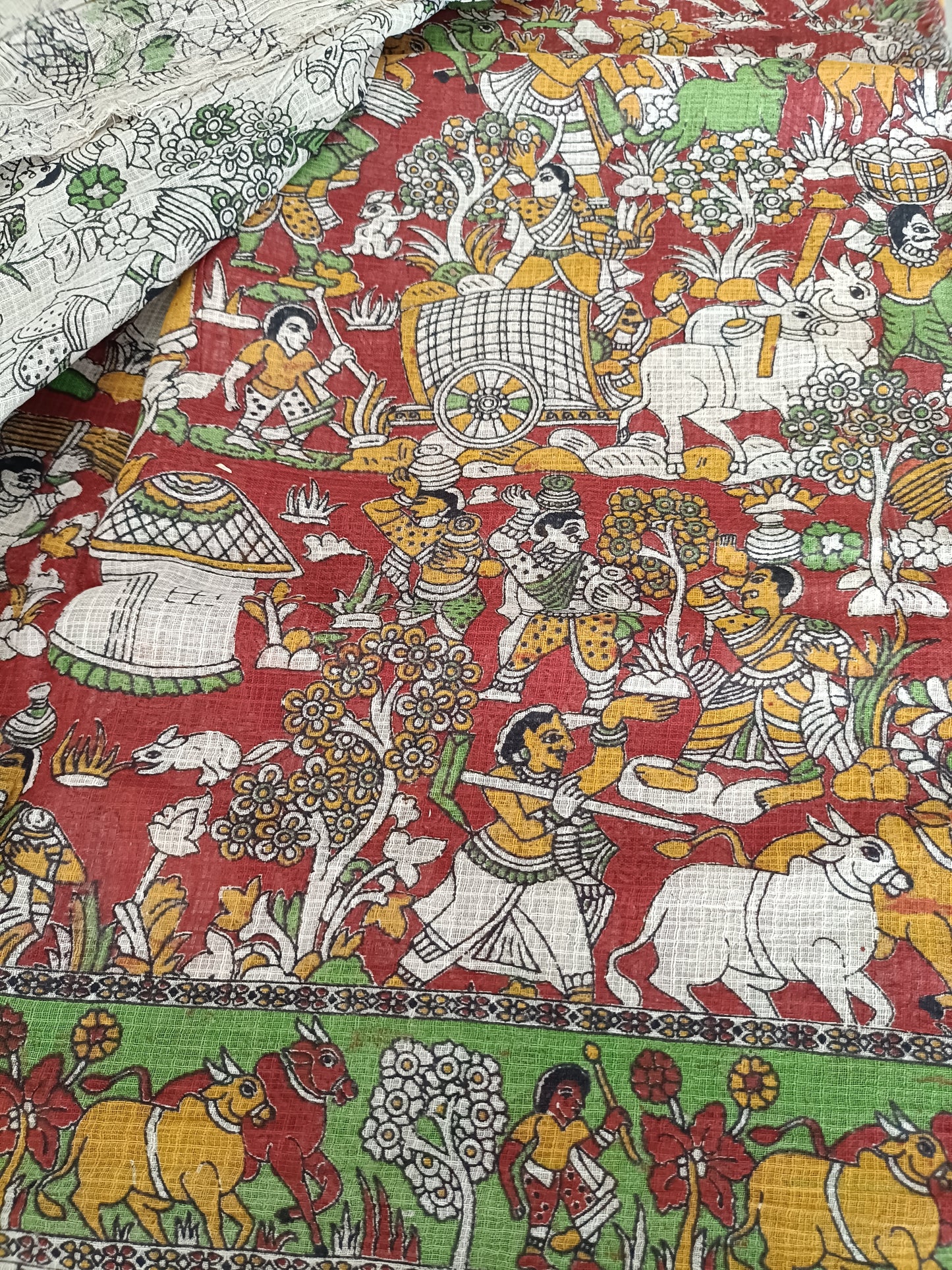 तुलसी - Pure Kota Handloom Cotton Handcrafted Kalamkari Saree