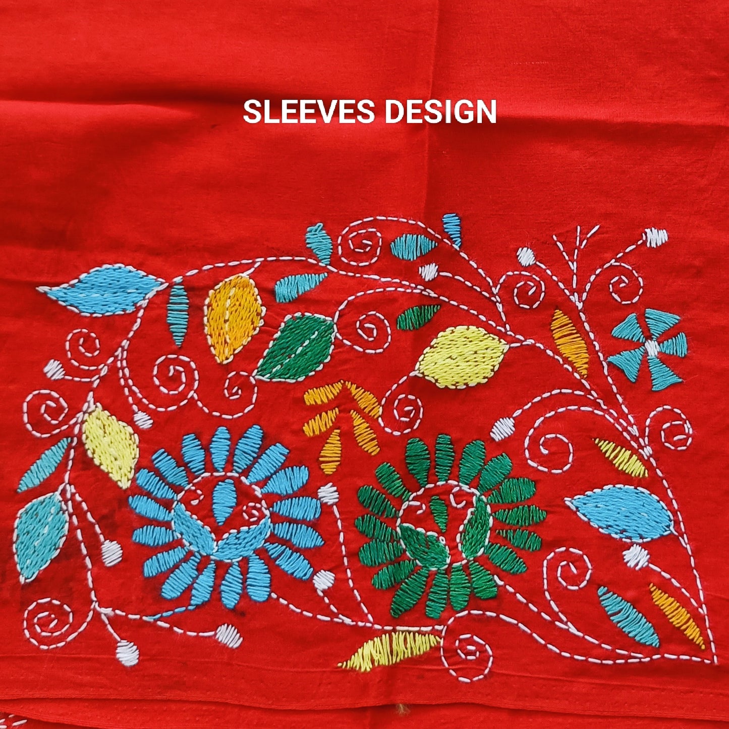 Designer Kantha Stitch Blouse Fabric