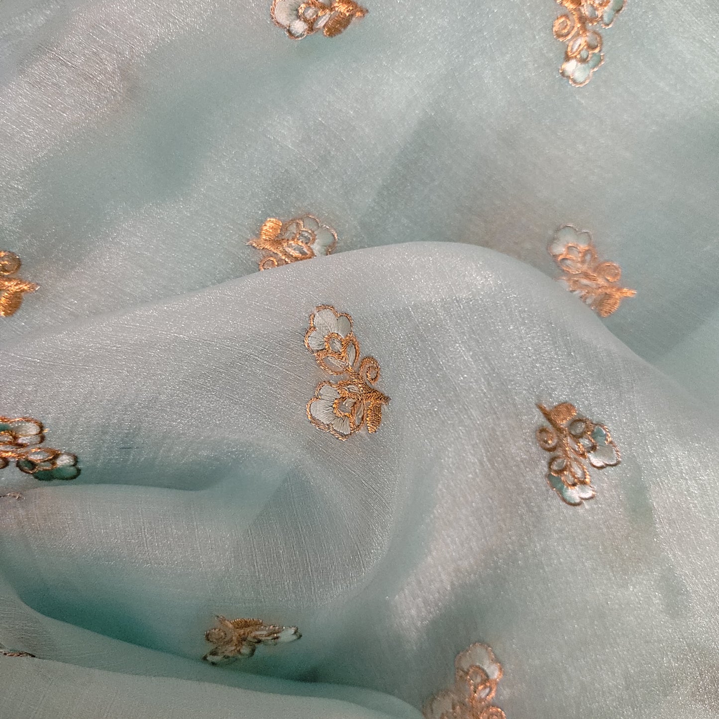 Organza Silk Embroidered Fabric