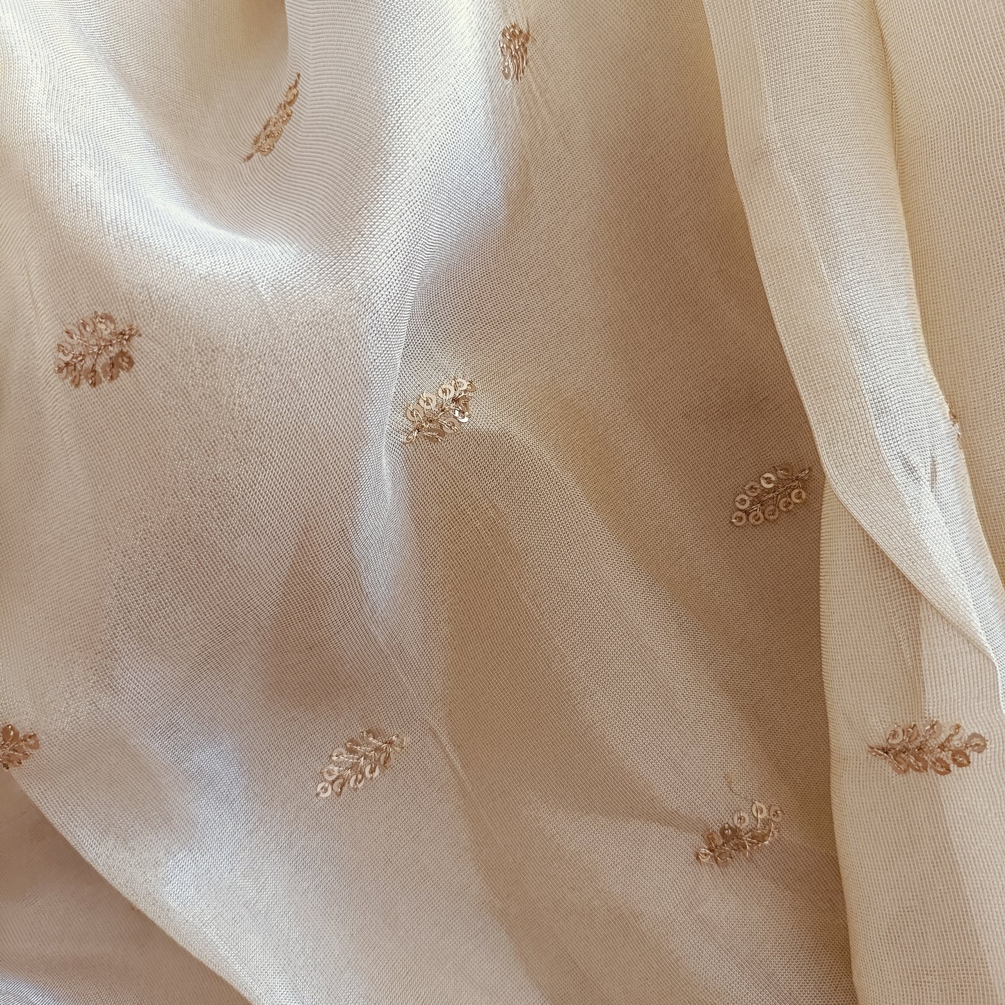 झिलमिलाहट - Premium Gold Zari Tissue Silk Fabric Sequence Trail - Fabric | Tags: Silk