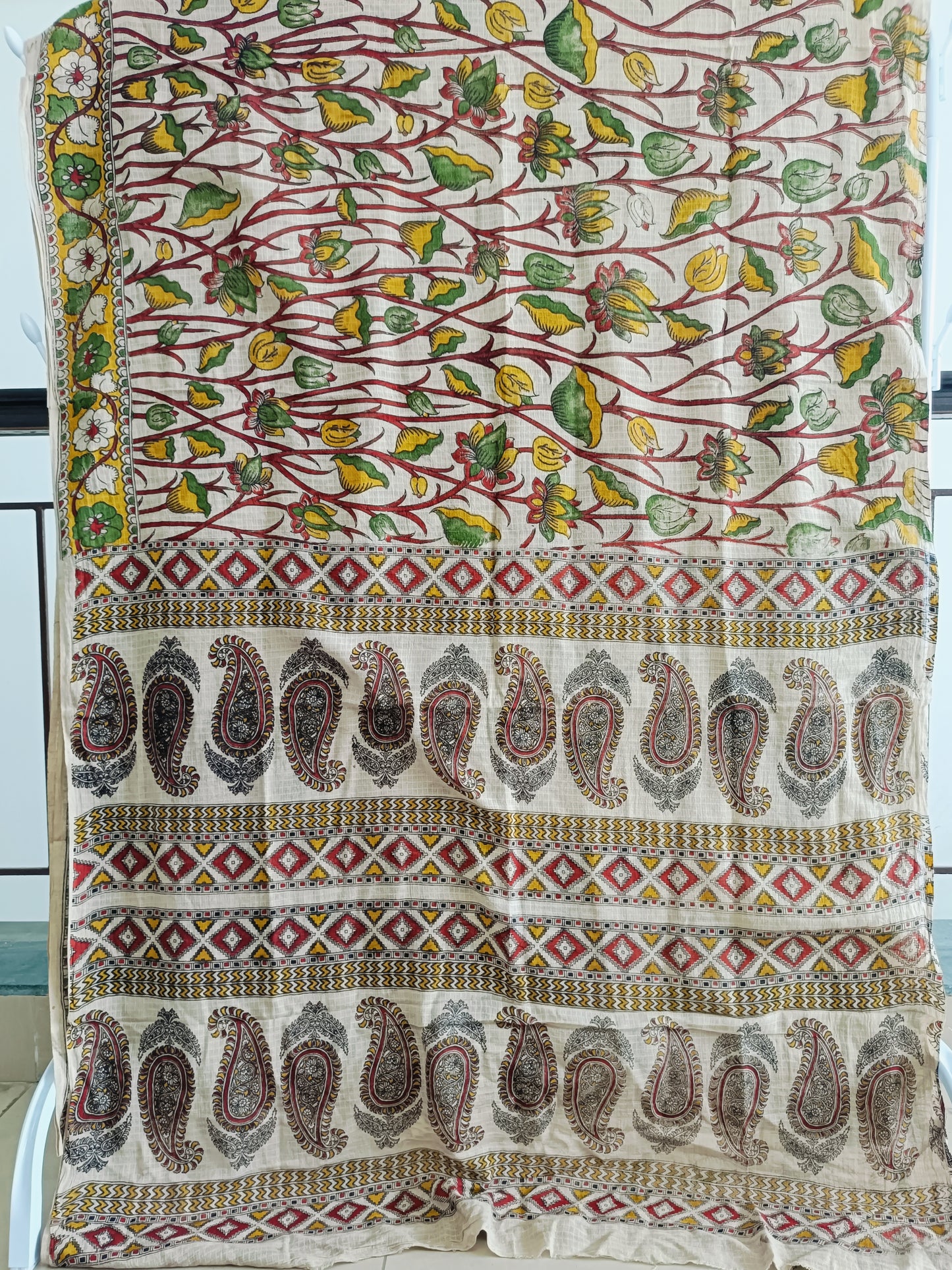 शाची - Pure Kota Handloom Cotton Handcrafted Kalamkari Saree