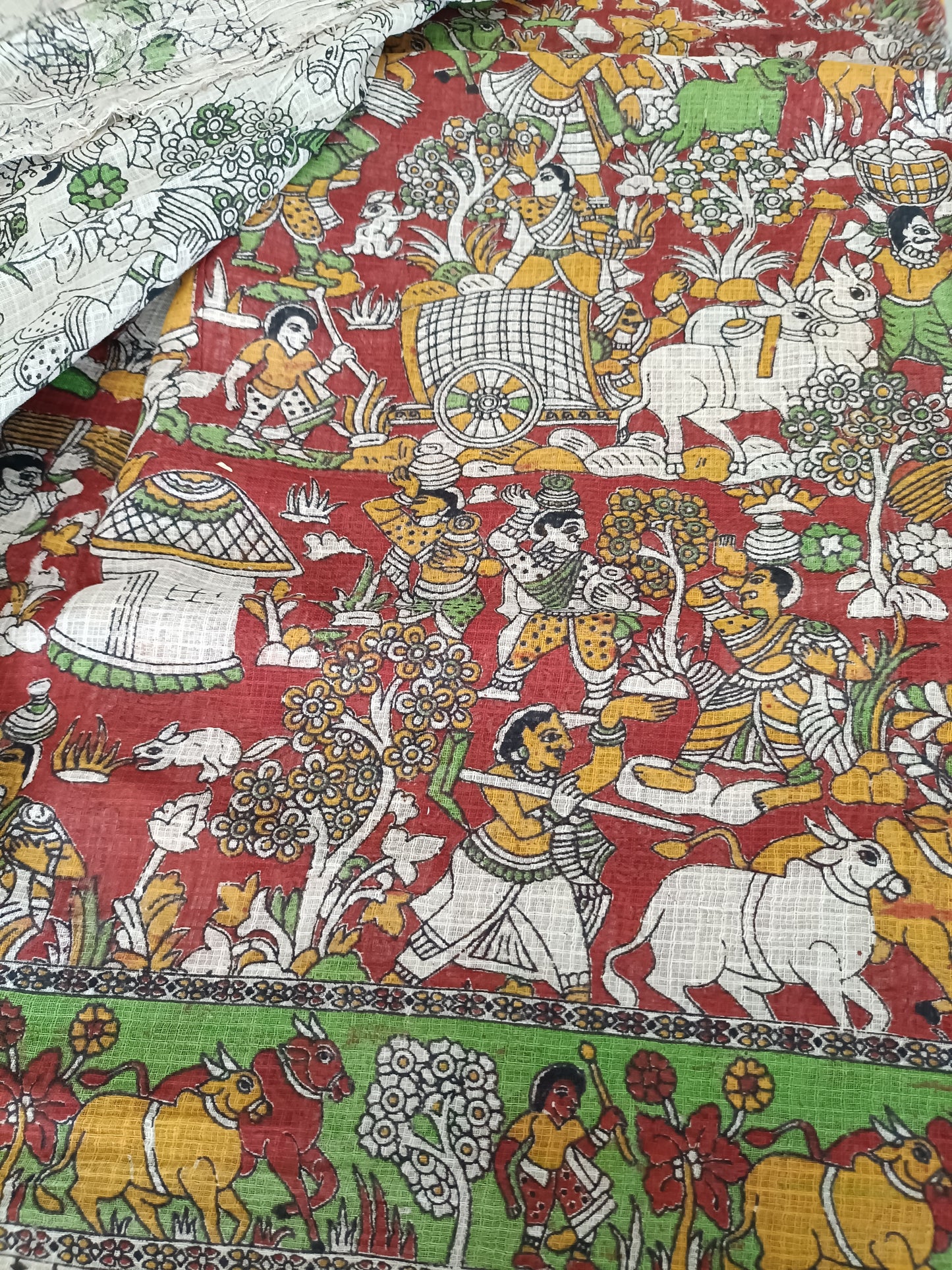 तुलसी - Pure Kota Handloom Cotton Handcrafted Kalamkari Saree