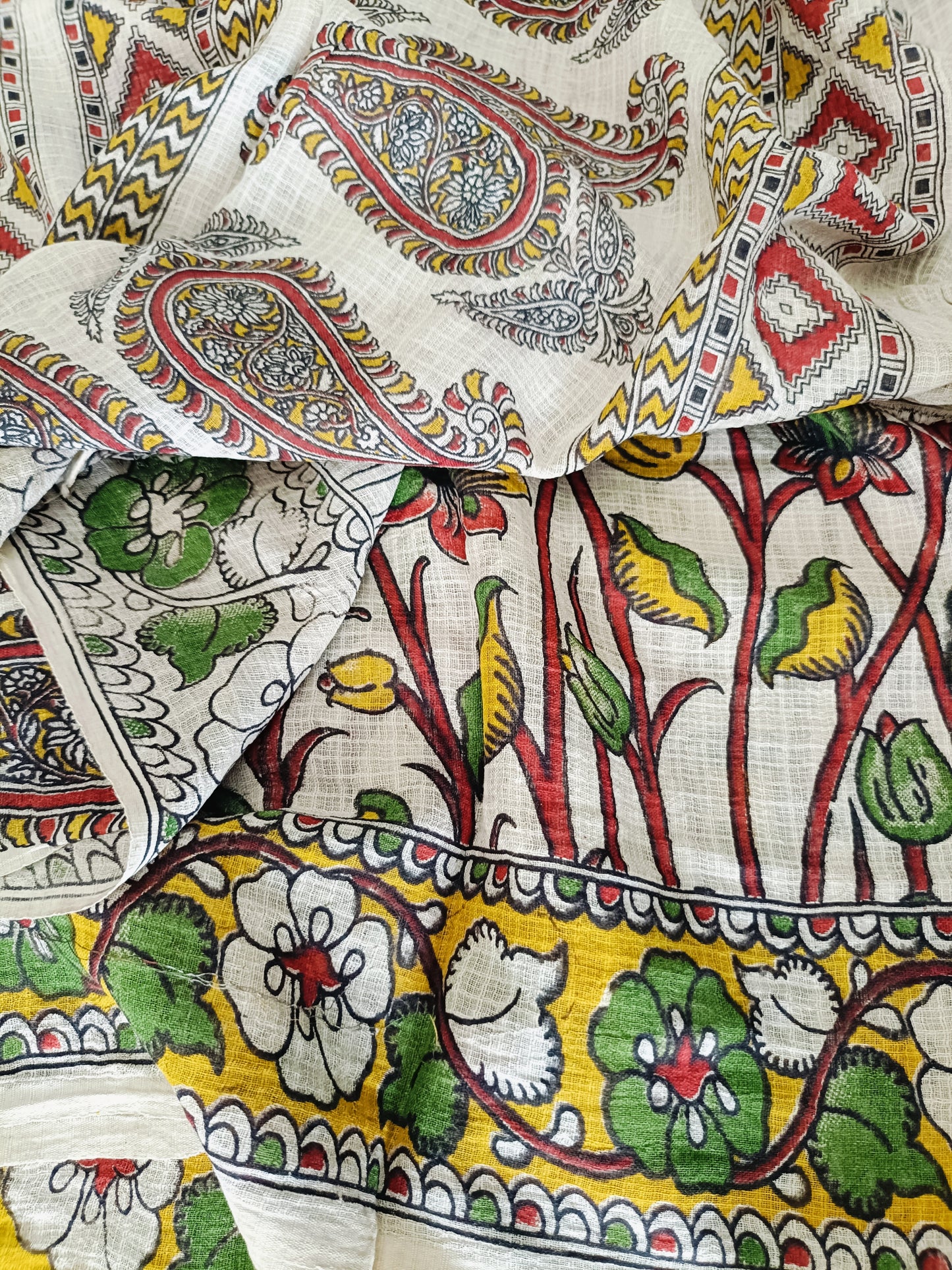 शाची - Pure Kota Handloom Cotton Handcrafted Kalamkari Saree