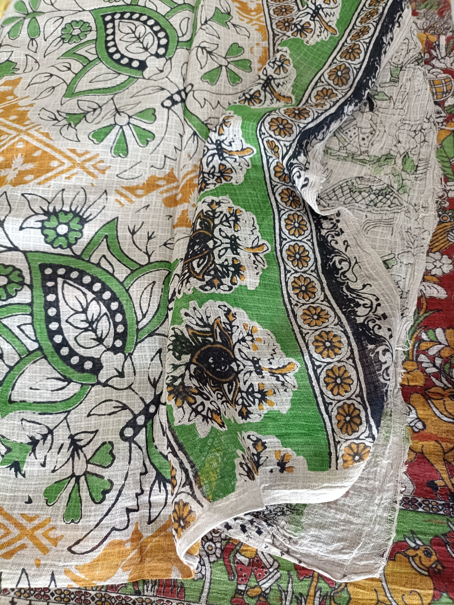 तुलसी - Pure Kota Handloom Cotton Handcrafted Kalamkari Saree