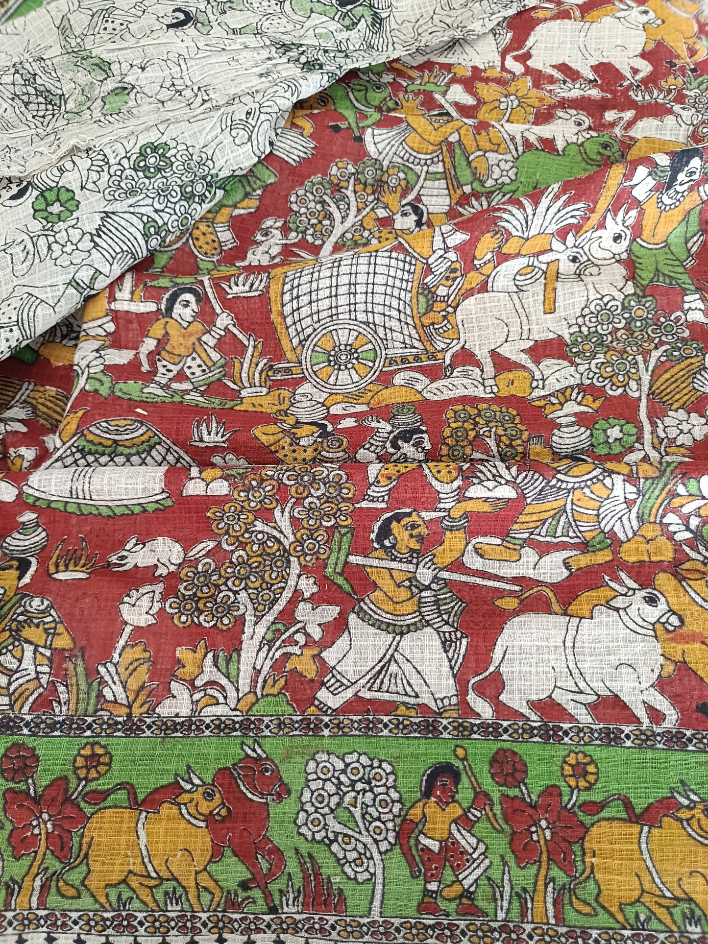 तुलसी - Pure Kota Handloom Cotton Handcrafted Kalamkari Saree