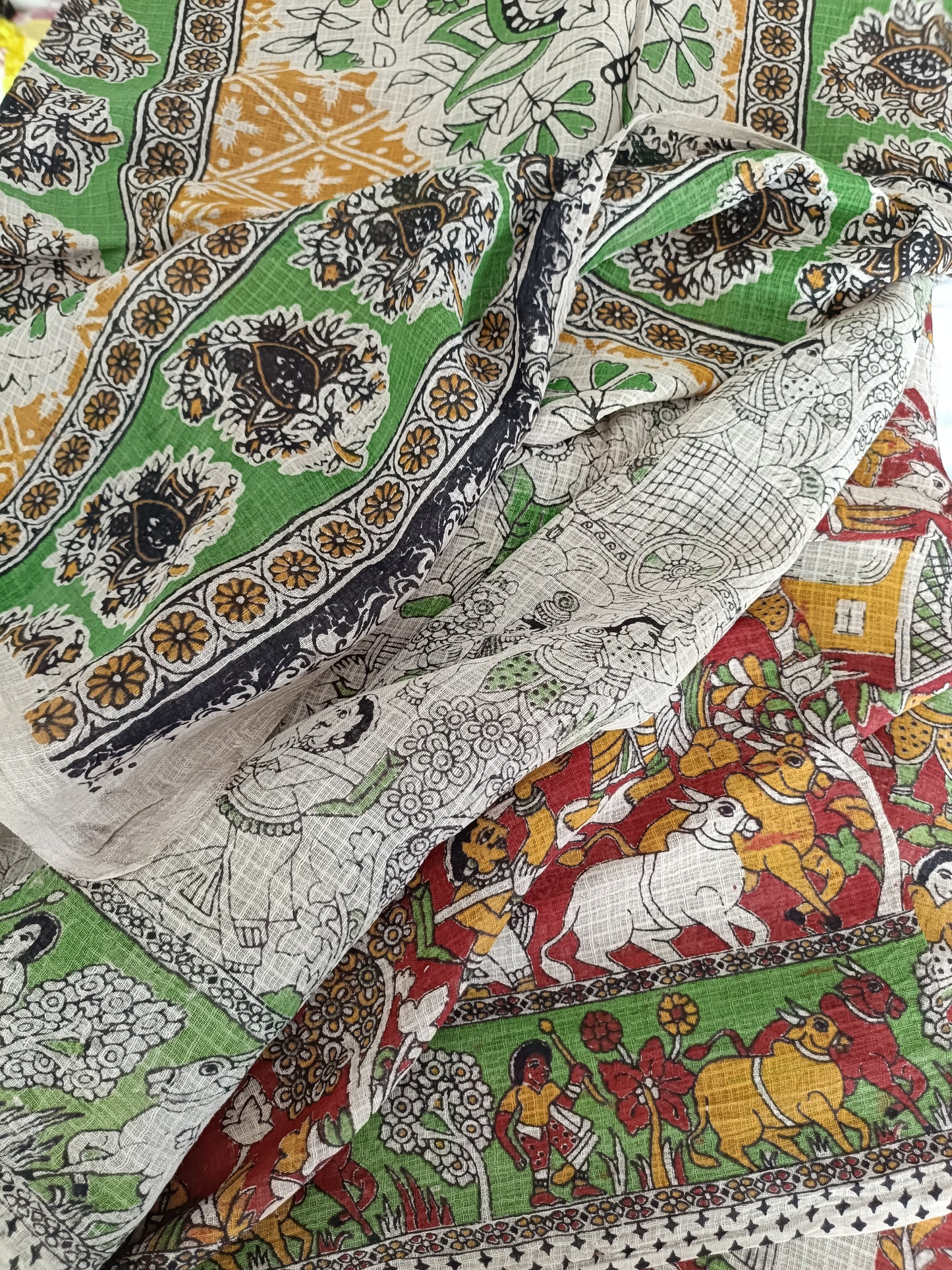 तुलसी - Pure Kota Handloom Cotton Handcrafted Kalamkari Saree