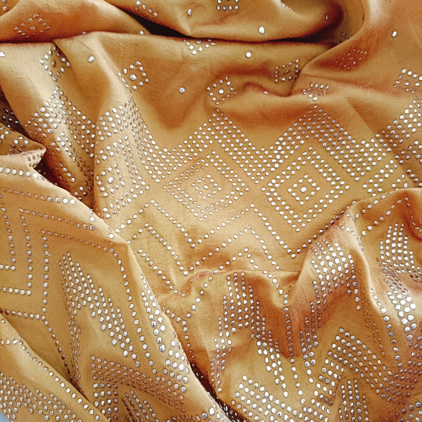 झिलमिलाहट - Premium Gold Metallic Dots Silk Fabric - Fabric | Tags: Silk