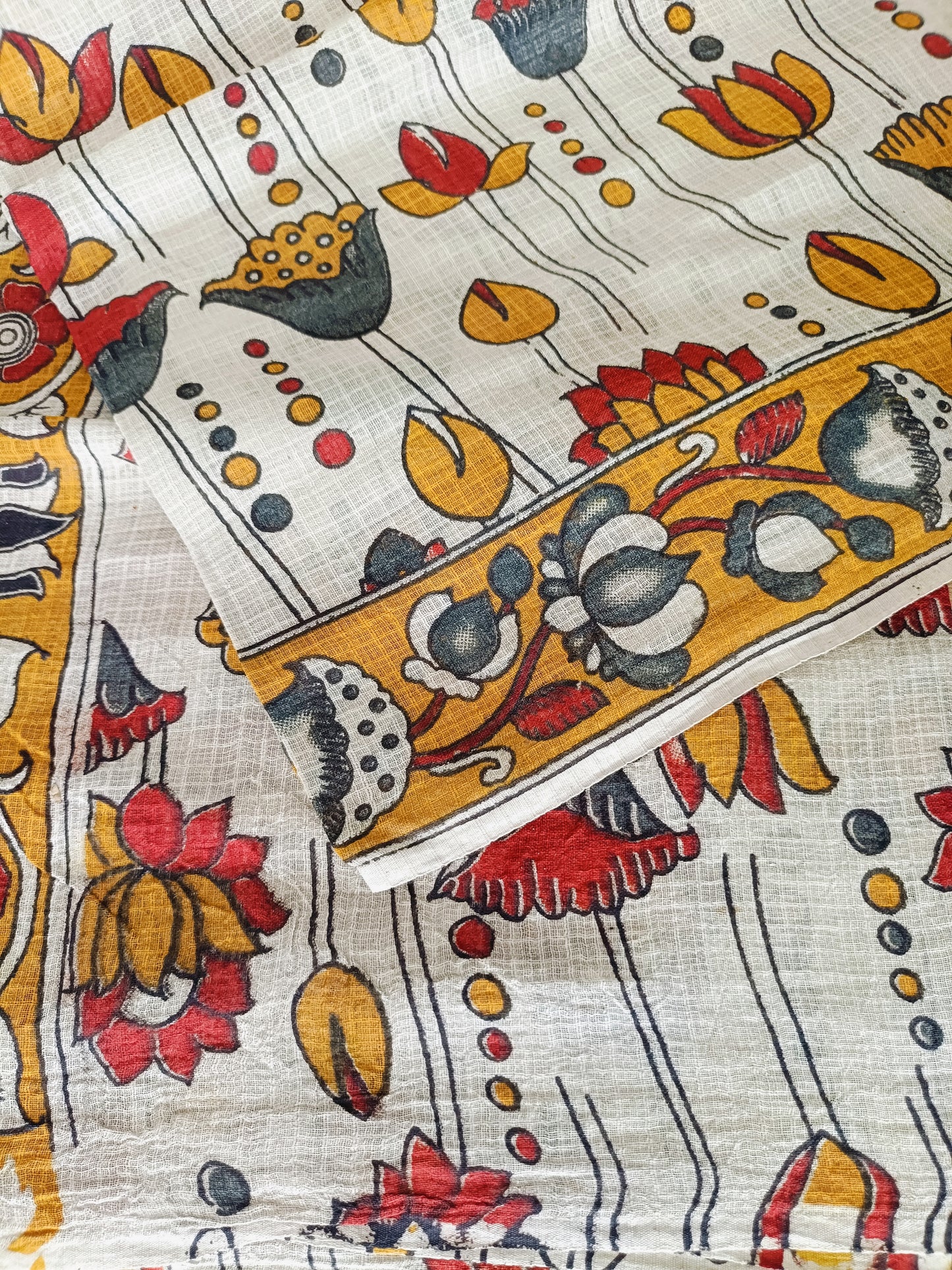 मेनका - Pure Kota Handloom Cotton Handcrafted Kalamkari Saree