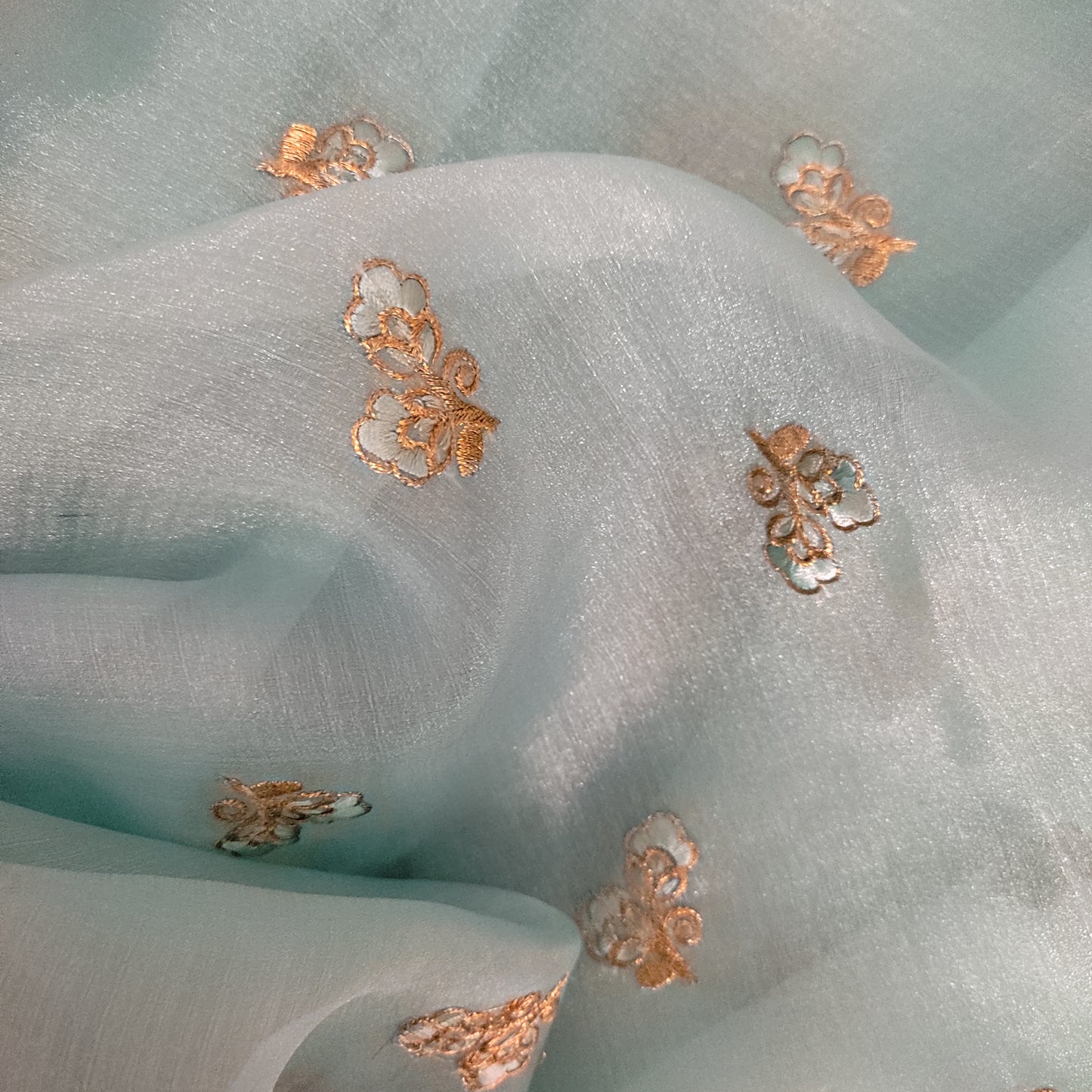 Organza Silk Embroidered Fabric