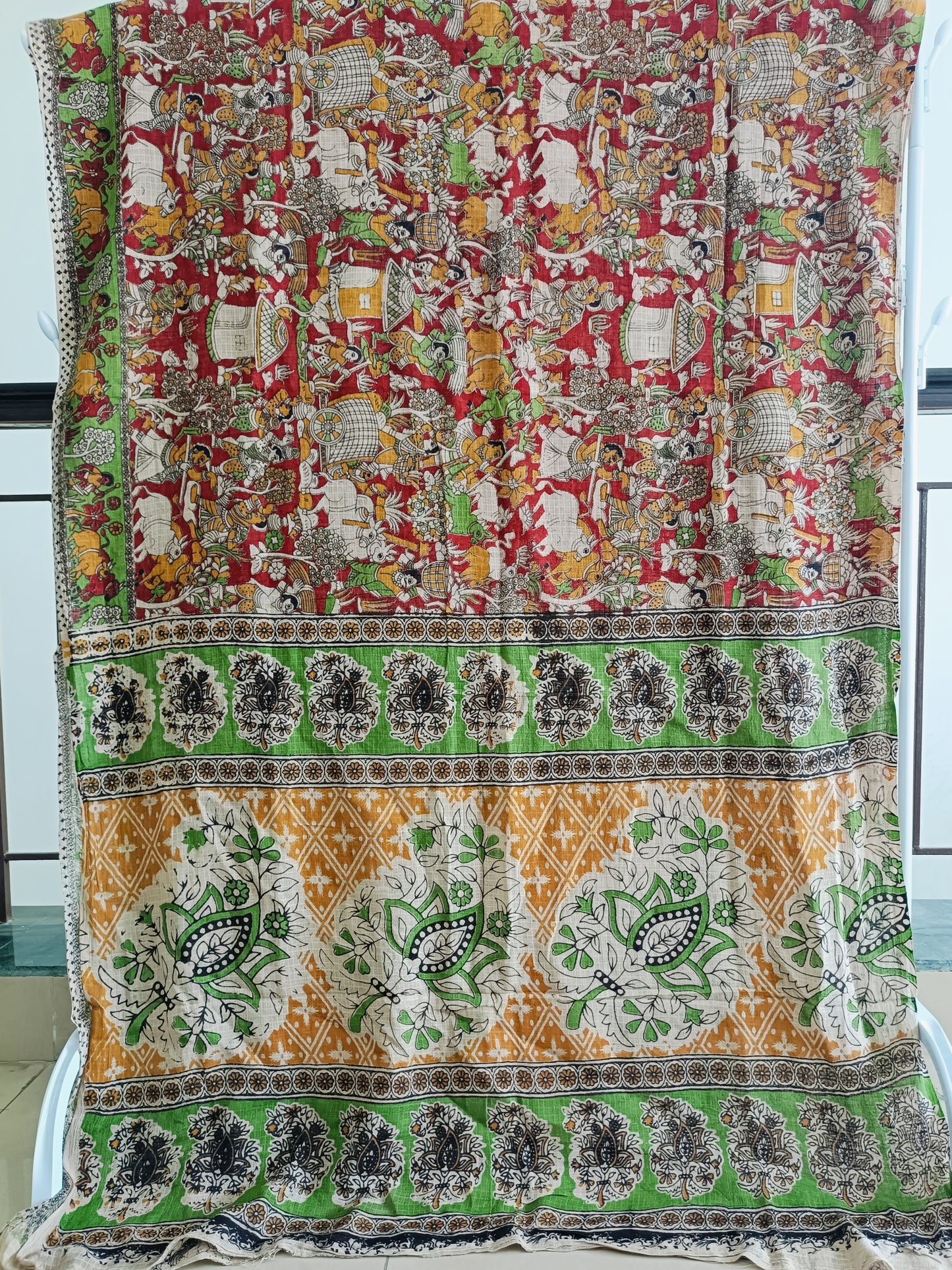 तुलसी - Pure Kota Handloom Cotton Handcrafted Kalamkari Saree