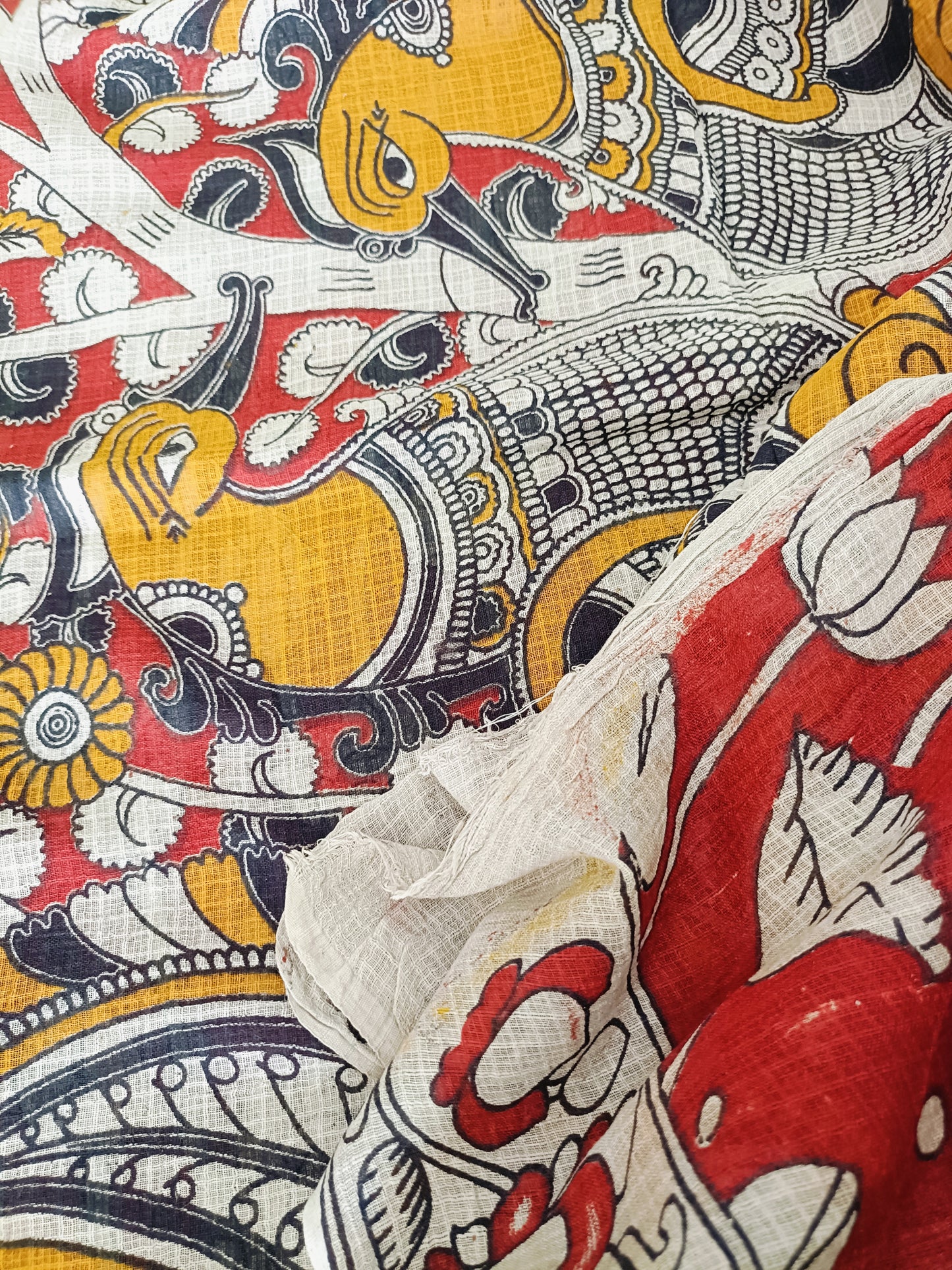 मेनका - Pure Kota Handloom Cotton Handcrafted Kalamkari Saree
