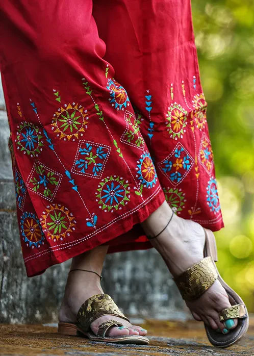 Kantha Stitch Cotton Plazzos