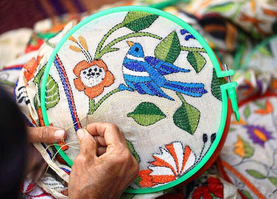 Kantha Stitch on Textile
