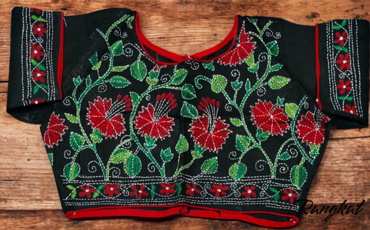 Stitched Cotton Handcrafted Kantha Stitch Blouse