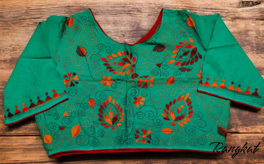 Stitched Cotton Handcrafted Kantha Stitch Blouse