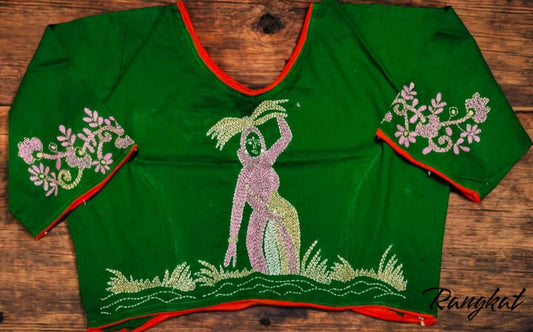 Stitched Cotton Handcrafted Kantha Stitch Blouse