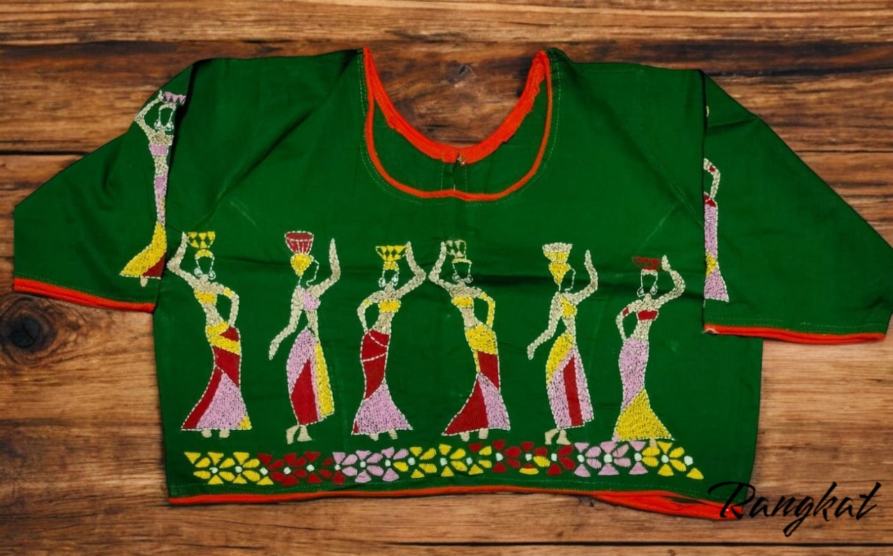 Stitched Cotton Handcrafted Kantha Stitch Blouse
