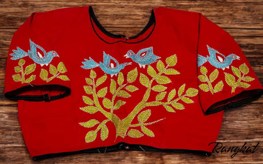 Stitched Cotton Handcrafted Kantha Stitch Blouse