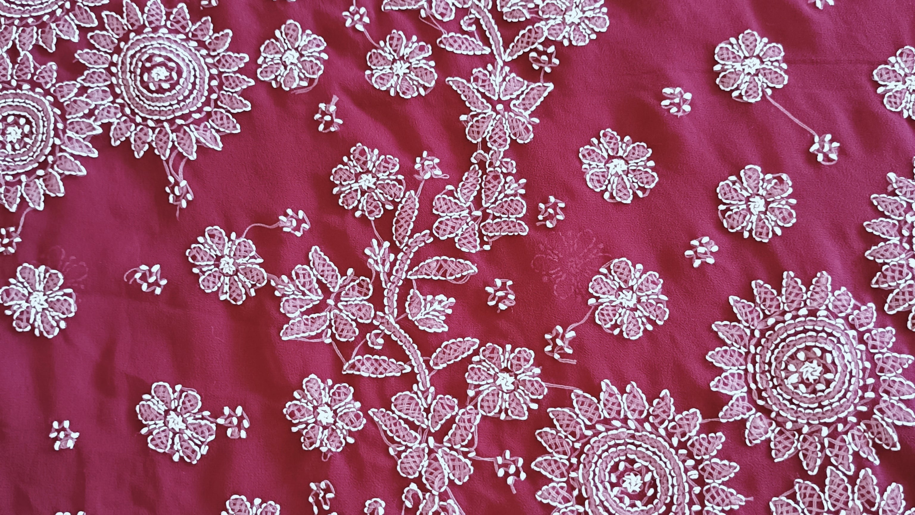 Delicate Chikankari embroidery on georgette and cotton – curated by Rangkat