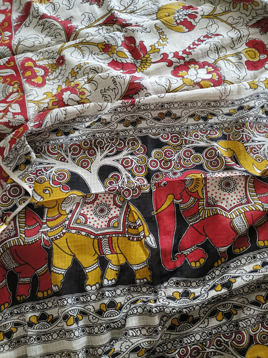 Pure Kota Handloom Cotton Handcrafted Kalamkari Saree