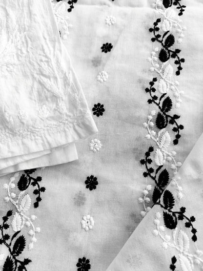 Cotton Kurta Apparel Fabric Chikankari Design Embroidery