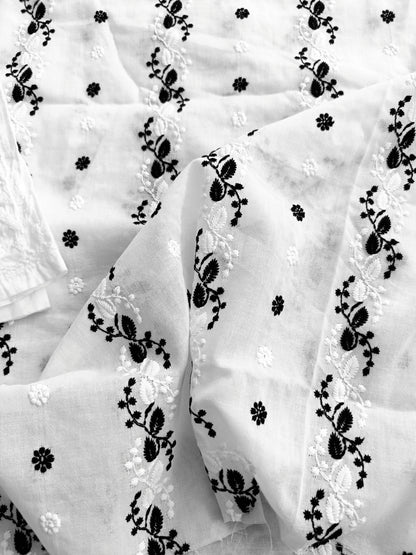 Cotton Kurta Apparel Fabric Chikankari Design Embroidery
