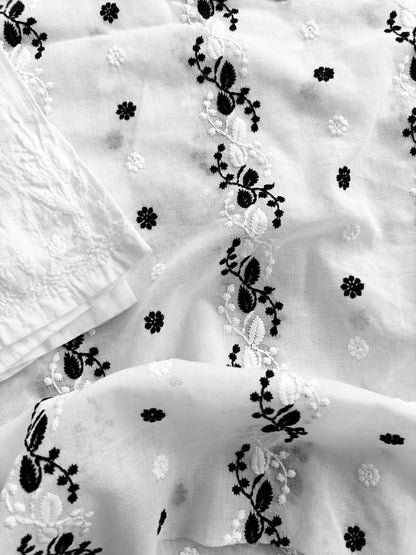 Cotton Kurta Apparel Fabric Chikankari Design Embroidery