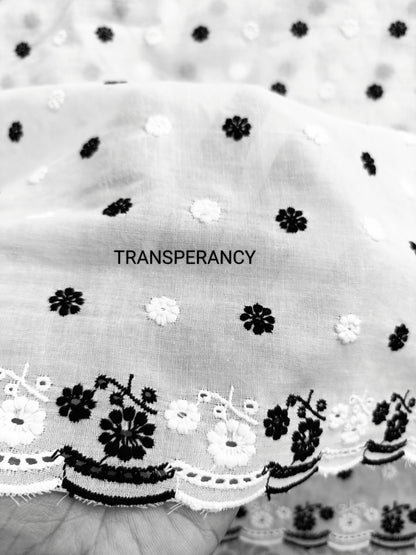 Cotton Kurta Apparel Fabric Chikankari Design Embroidery