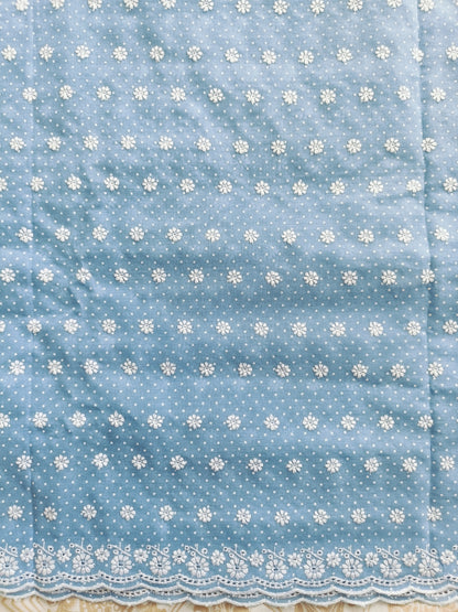 Cotton Kurta Apparel Fabric Chikankari Design Embroidery