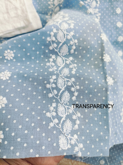 Cotton Kurta Apparel Fabric Chikankari Design Embroidery