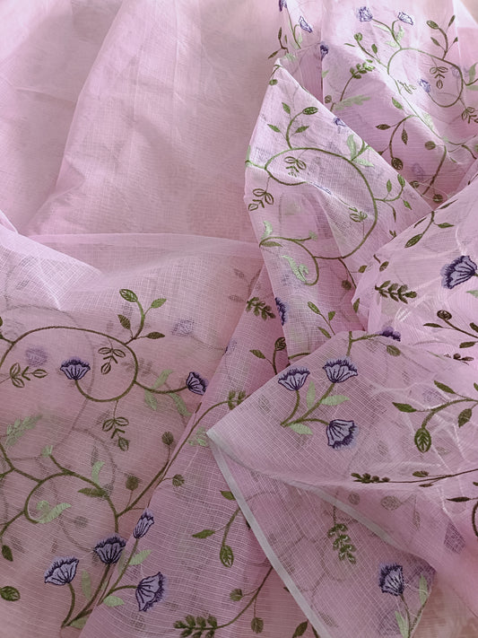 चंपकवाटिका - Kota Doria Embroidery Saree - Saree | Tags: Kota Doria Embroidery