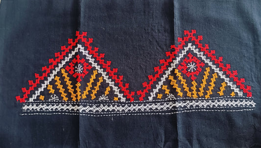 रागिनी - Handmade Kantha Stitch Khesh Cotton Saree - Fabric | Tags: Kutchi Cotton Fabric Blouse