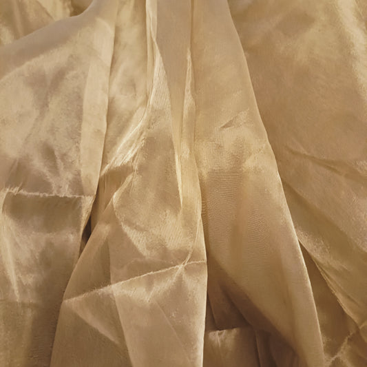 स्वर्ण दीप्ति - Premium Gold Zari Semi Tissue Silk Fabric Plain - Fabric | Tags: Silk