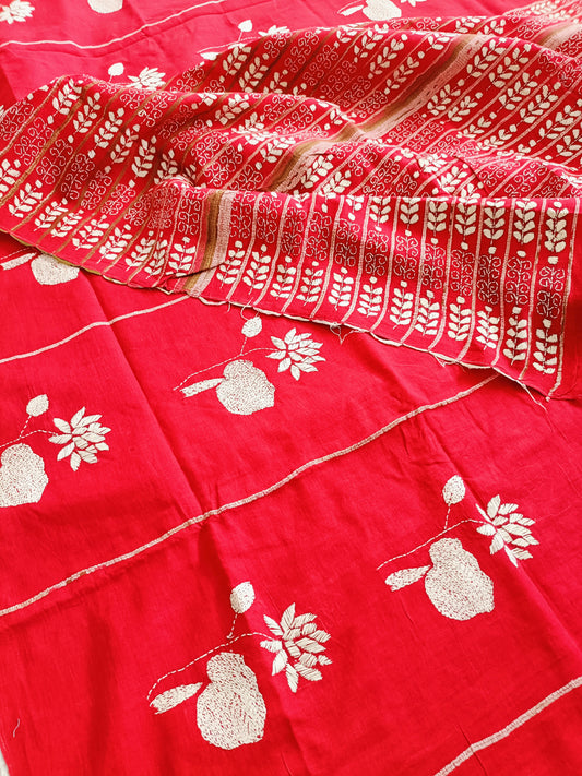 कामना - Handmade Kantha Stitch Khesh Cotton Saree - Saree | Tags: Kantha Khesh Cotton