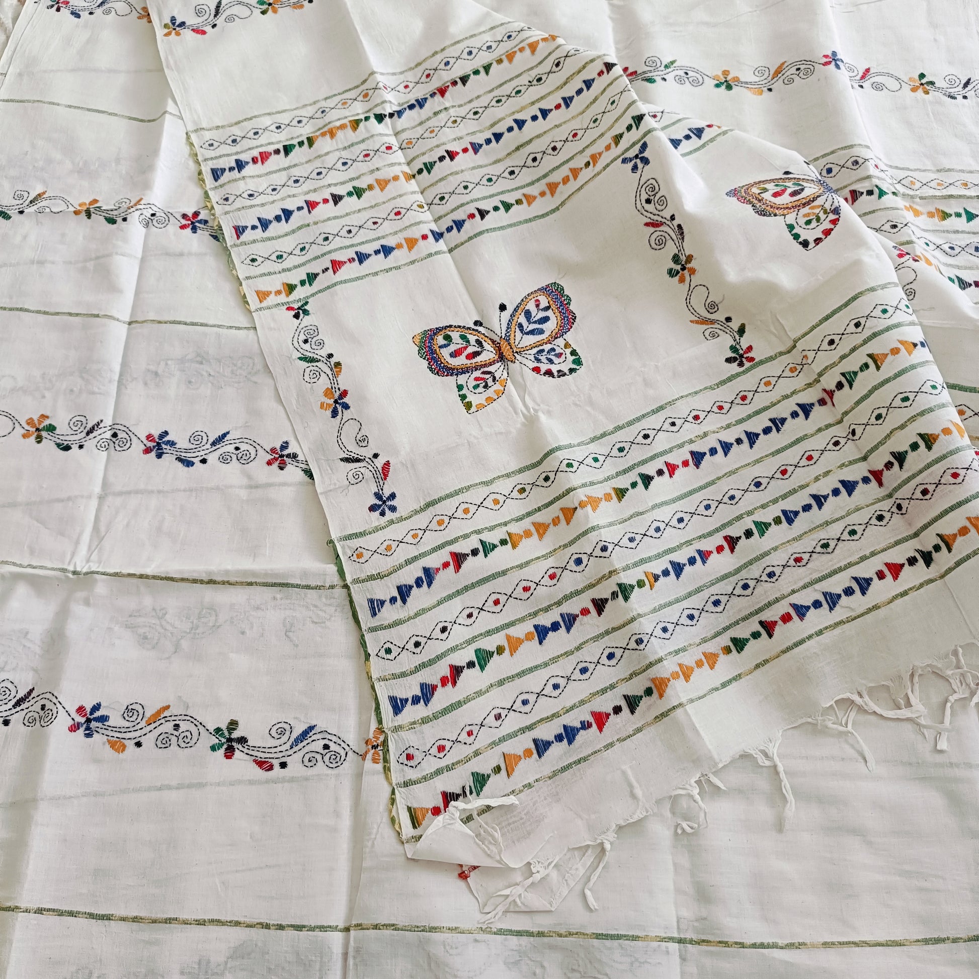 रूपा - Handmade Kantha Stitch Khesh Cotton Saree - Saree | Tags: Kantha Khesh Cotton