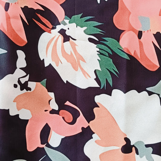 चमकता हुआ काला आसमान  - Luxurious Satin Printed Satin Silk Fabric - Fabric | Tags: Silk