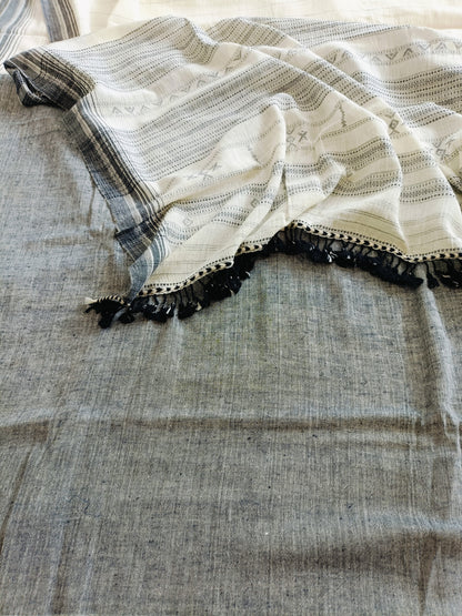 सांचा - Pure Handwoven Kala Cotton Saree - Sustainable l Organic l Ethical
