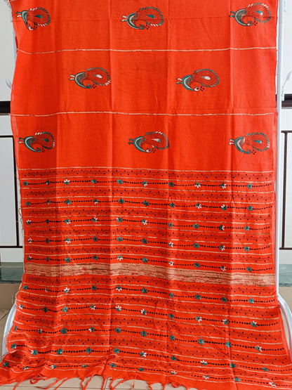 अर्वा - Handmade Kantha Stitch Khesh Cotton Saree