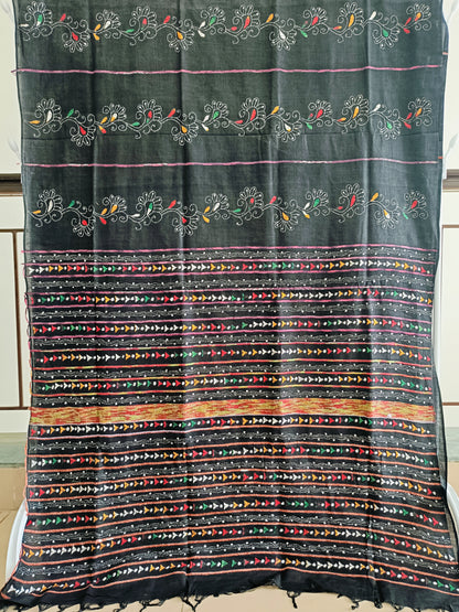 मीनाक्षी - Handmade Kantha Stitch Khesh Cotton Saree