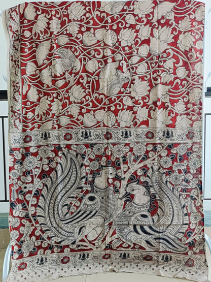 वसुधा - Pure Kota Handloom Cotton Handcrafted Kalamkari Saree